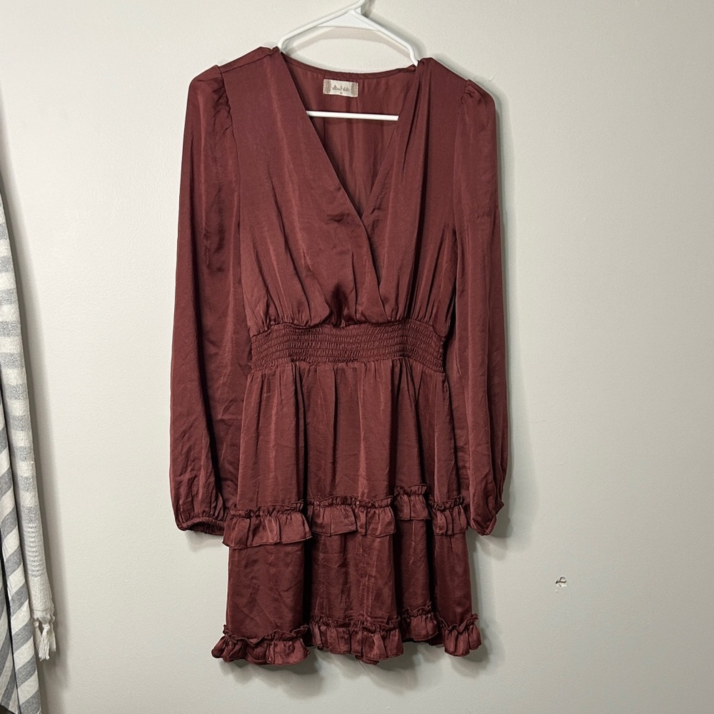 Altar'd State Maroon Long‎ Sleeve Dress